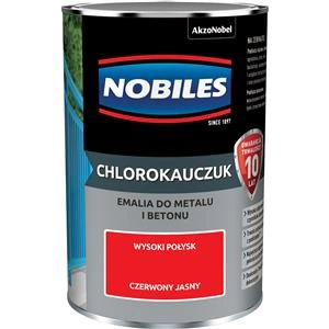 Farba do metalu i betonu NOBILES CHLOROKAUCZUK Czerwony Jasny połysk 0,9l