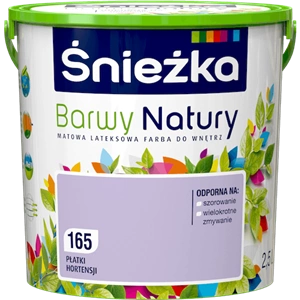 Farba do ścian lateksowa ŚNIEŻKA Barwy Natury płatki hortensji 165 mat 2,5l