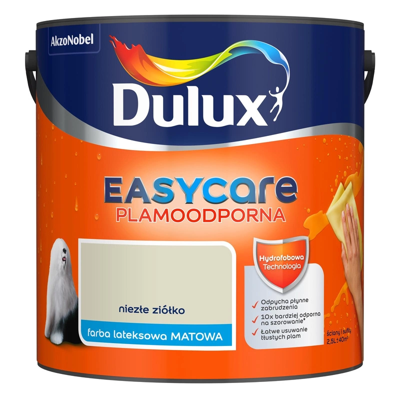 Farba do ścian i sufitów lateksowa Dulux EasyCare Niezłe ziółko mat 2,5L