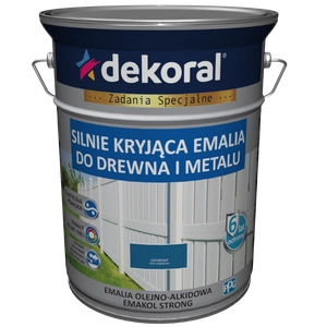 Farba ogólnego stosowania olejno-alkidowa DEKORAL SILNIE KRYJĄCA EMALIA DO DREWNA I METALU lazurowy 5l