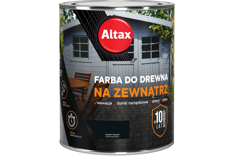 Farba do drewna ALTAX na zewnątrz czarny półmat 0,75l