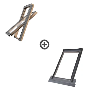 Zestaw okno dachowe ROOFLITE+ Slim Pine DPY M8A B900 drewniane + kołnierz falisty TFX 78x140
