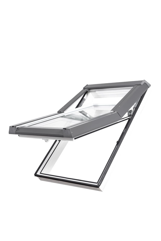 Okno dachowe SKYFENS SkyLight Premium 55x98 białe PVC oblachowanie szare