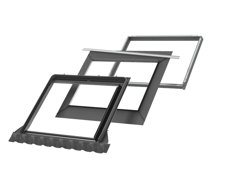 Kołnierz do okna dachowego Velux EDWS FMK08 2000 RAL 7043 78x140 do pokryć wysokoprofilowanych