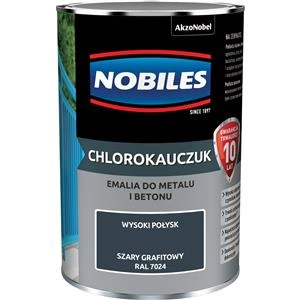 Farba do metalu i betonu NOBILES CHLOROKAUCZUK RAL 7024 połysk 0,9l