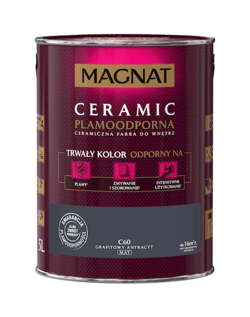 Farba do ścian i sufitów ceramiczna MAGNAT Ceramic grafitowy antracyt C60 mat 5l