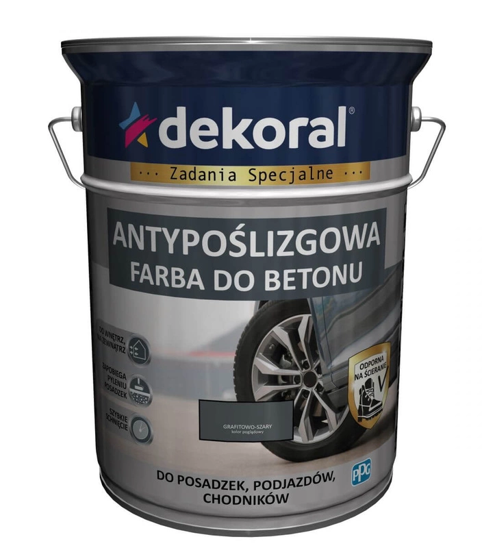 Farba do powierzchni betonowych DEKORAL ANTYPOŚLIZGOWA FARBA DO BETONU grafitowo-szary 0,75l