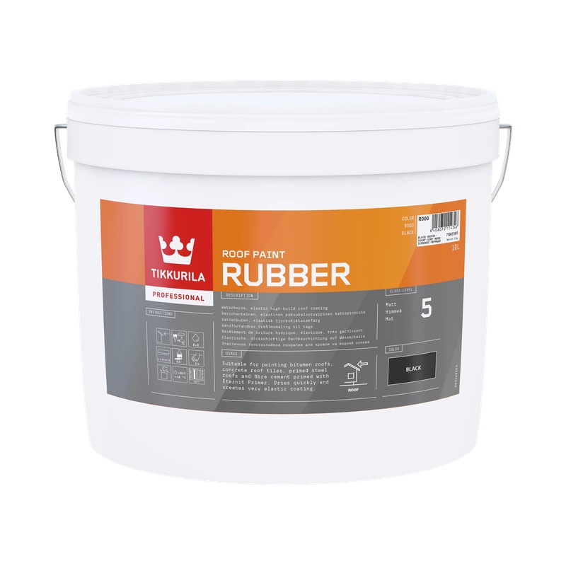 Farba do dachów TIKKURILA Rubber Black TVT R000 mat 10l NOWOŚĆ