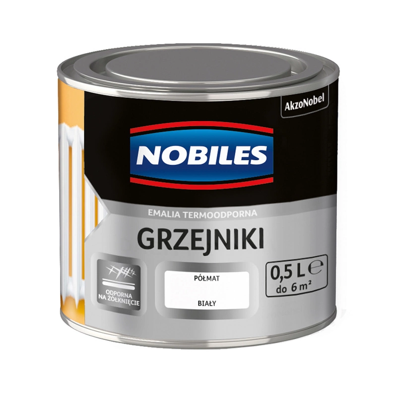 Farba do grzejników ftalowa NOBILES GRZEJNIKI Biały półmat 0,5l