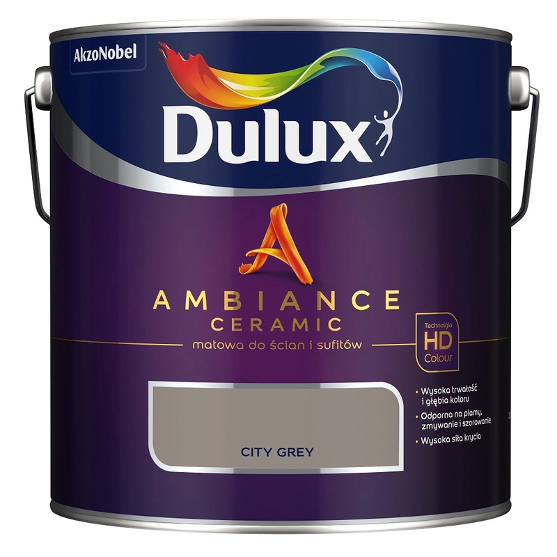 Farba do ścian i sufitów ceramiczna DULUX Ambiance Ceramic City Grey głęboki mat 2,5l