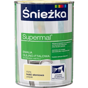 Farba do drewna i metalu olejno-ftalowa ŚNIEŻKA Supermal kość słoniowa F570 połysk 0,8l