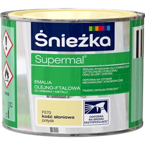 Farba do drewna i metalu olejno-ftalowa ŚNIEŻKA Supermal kość słoniowa F570 połysk 0,2l