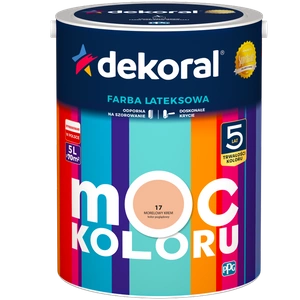 Farba do ścian i sufitów lateksowa DEKORAL MOC KOLORU Morelowy Krem nr 17 mat 5l