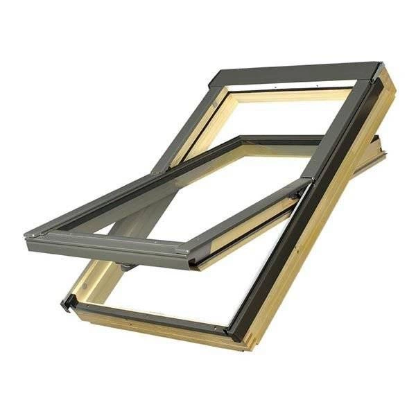 Okno dachowe Fakro FTS-V U2 RAL 7022 114x140 2-szybowe drewniane