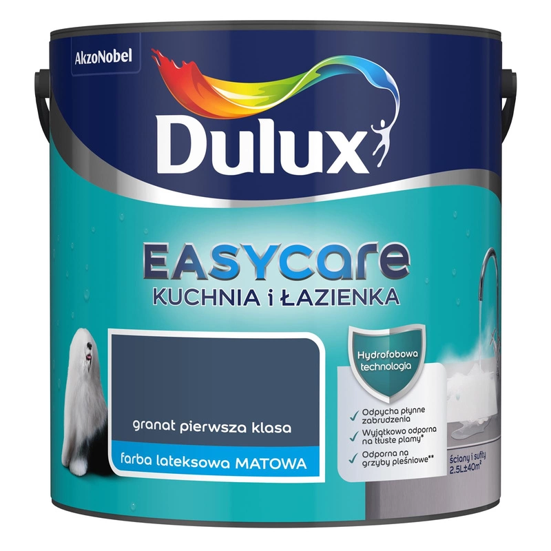Farba do kuchni i łazienki lateksowa Dulux EasyCare Kuchnia i Łazienka Granat pierwsza klasa mat 2,5L