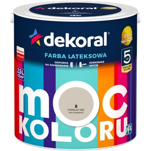 Farba do ścian i sufitów lateksowa DEKORAL MOC KOLORU Popielaty Beż nr 8 mat 2,5l