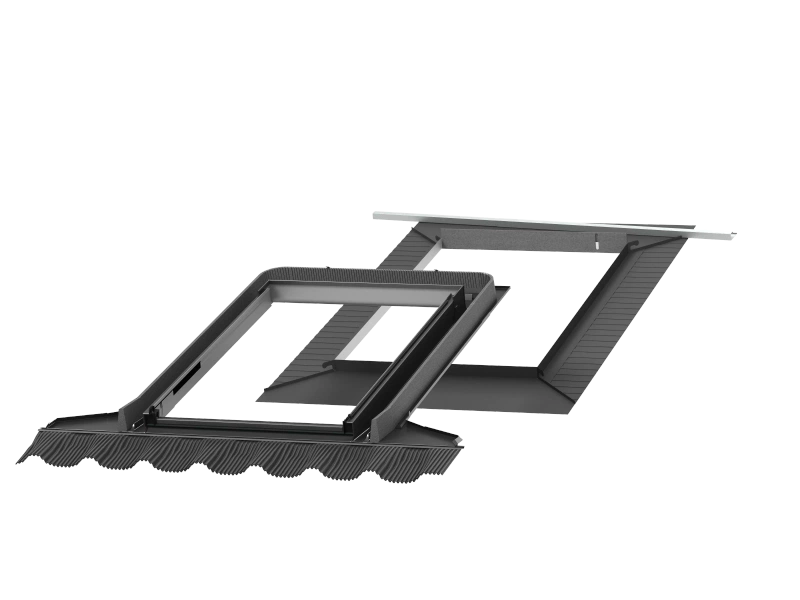 Kołnierz z BFX do okna dachowego Velux EDG PK04 1000 RAL 7043  94x98 do niskiego kąta nachylenia dachu