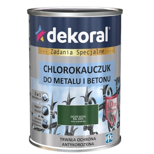 Farba do metalu i betonu DEKORAL CHLOROKAUCZUK STRONG zieleń mchu RAL 6005 0,9l