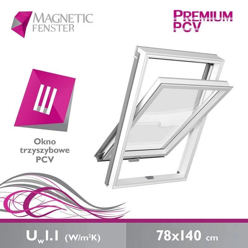 Okno dachowe MAGNETIC NEO B1500 APY M8A RAL 7043 78x140 3-szybowe PVC