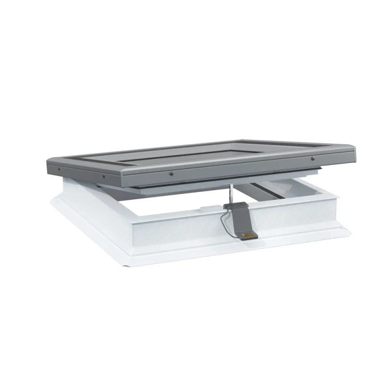 Zestaw okno do dachu płaskiego otwierane elektrycznie z modułem szklanym Rooflite+ FRE + FGT 3-szybowe 120x120