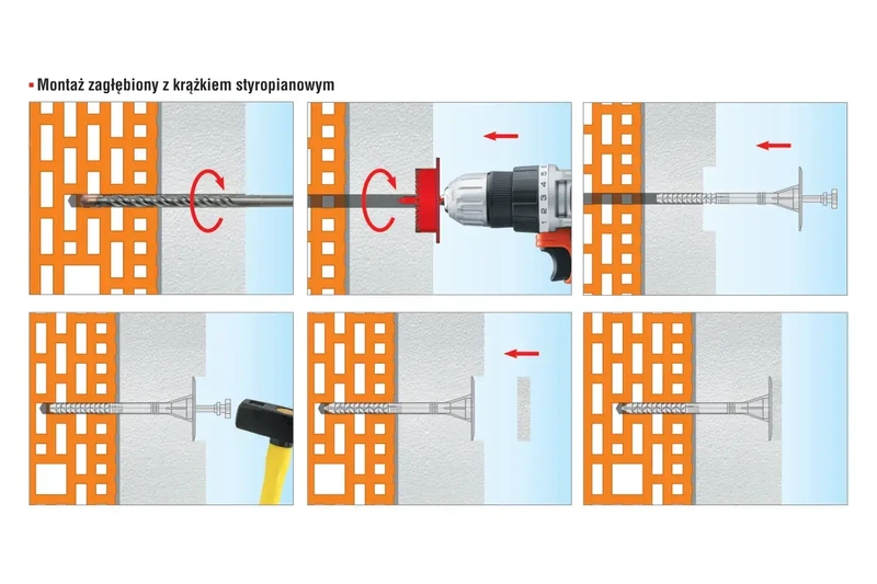 Kołek do mocowania izolacji trzpień tworzywowy z długą strefą rozpierania WKRĘT-MET LFN 10x260mm - 100 szt.