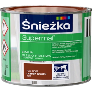 Farba do drewna i metalu olejno-ftalowa ŚNIEŻKA Supermal orzech średni RAL 8002 mat 0,2l