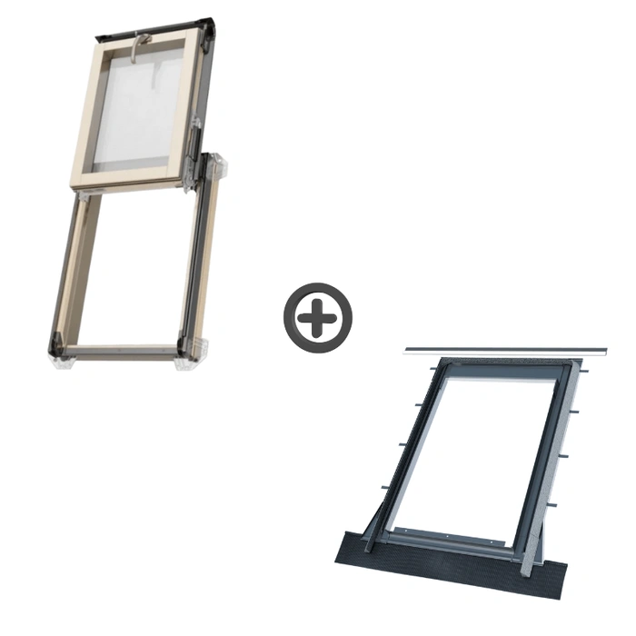 Zestaw wyłaz dachowy ciepły OKPOL ISWX E2 + kołnierz falisty H9 55x78 RAL 7016