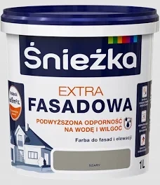 Farba do fasad i elewacji ŚNIEŻKA Extra Fasadowa szara 1 l - wyprzedaż