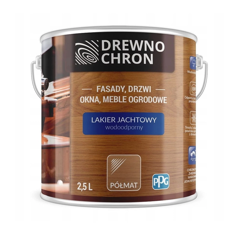 Lakier do drewna DREWNOCHRON LAKIER JACHTOWY półmat 2,5l