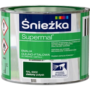Farba do drewna i metalu olejno-ftalowa ŚNIEŻKA Supermal zielony RAL6002 połysk 0,2l