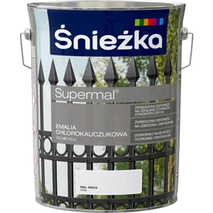 Farba do metalu chlorokauczukowa ŚNIEŻKA Supermal biały RAL9003 połysk 5l