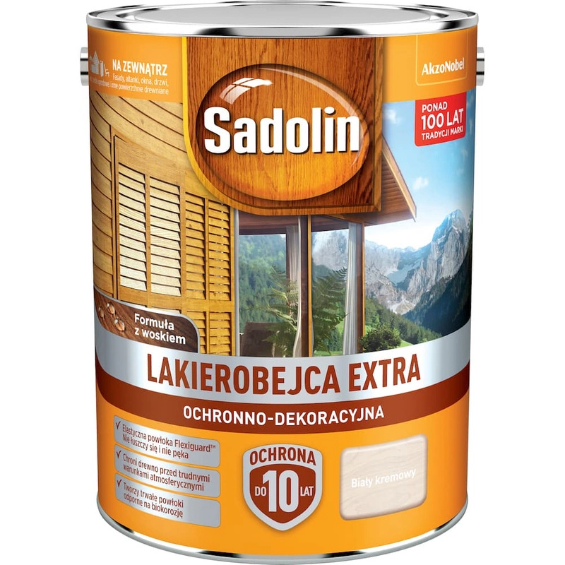 Lakierobejca do drewna SADOLIN EXTRA Biały Kremowy 5l