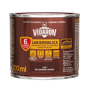 Lakierobejca do drewna VIDARON Super Wydajna palisander santos S10 satynowy połysk 0,2l