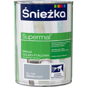 Farba do drewna i metalu olejno-ftalowa ŚNIEŻKA Supermal stalowy RAL7001 połysk 0,8l
