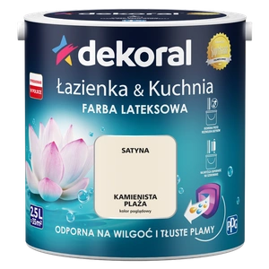 Farba do kuchni i łazienki lateksowa DEKORAL ŁAZIENKA & KUCHNIA kamienista plaża satyna 2,5l