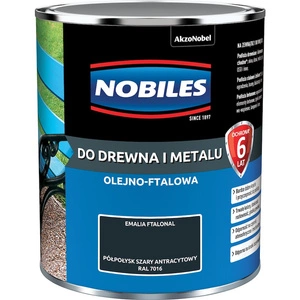 Farba do drewna i metalu olejno- ftalowa NOBILES FTALONAL Szary Antracytowy RAL 7016 półpołysk 0,7l
