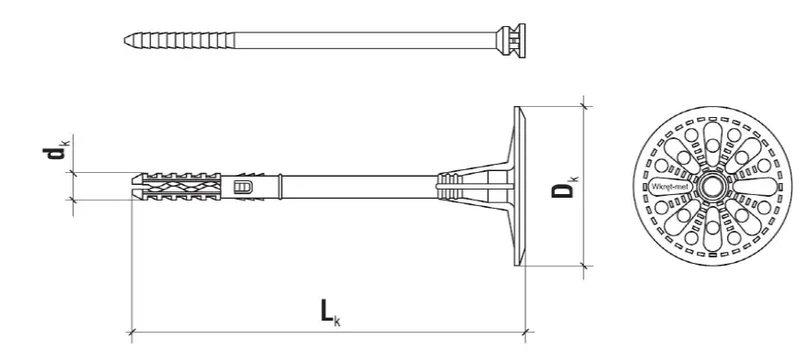 Kołek do mocowania izolacji trzpień tworzywowy z krótką strefą rozpierania WKRĘT-MET LTX 10x180mm - 200 szt.