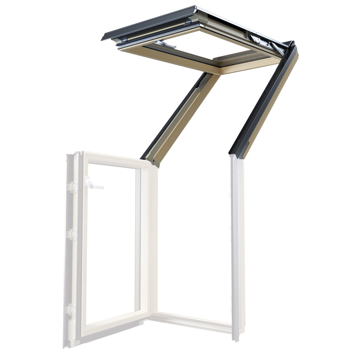 Okno tarasowe FAKRO FOP-V P50 APMX RAL 7016 78x140 3-szybowe drewniane el. górny