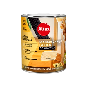 Lakier do drewna ALTAX szybkoschnący do wnętrz bezbarwny półmat 0,75l