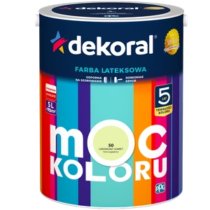 Farba do ścian i sufitów lateksowa DEKORAL MOC KOLORU Limonkowy Sorbet nr 50 mat 5l