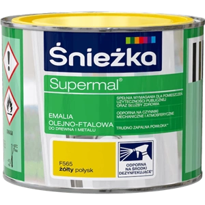Farba do drewna i metalu olejno-ftalowa ŚNIEŻKA Supermal żółty F565 połysk 0,2l