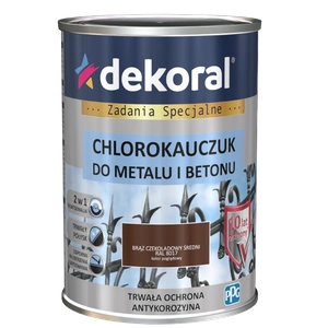 Farba do metalu i betonu DEKORAL CHLOROKAUCZUK STRONG brąz czekoladowy średni RAL 8017 0,9l