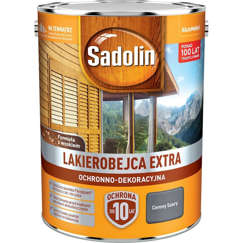 Lakierobejca do drewna SADOLIN EXTRA Ciemny Szary 5l