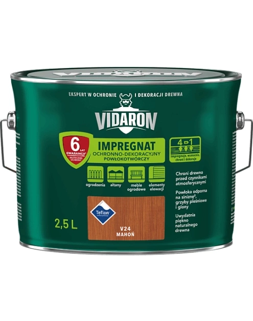 Impregnat do drewna VIDARON Powłokotwórczy mahoń V24 mat 2,5l