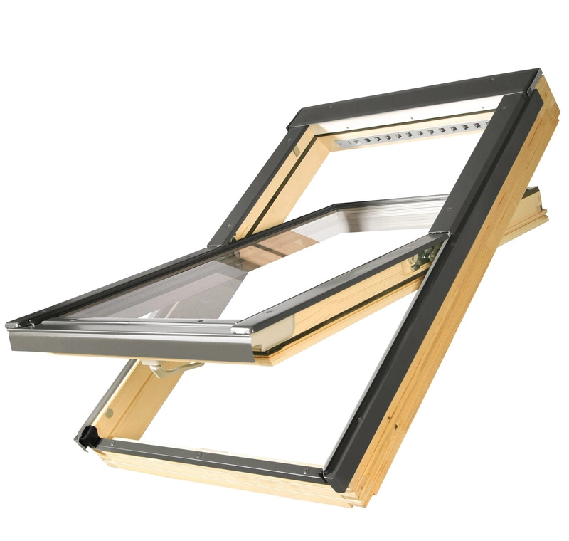Okno dachowe Fakro FTS-V U2 RAL 7022 94x160 2-szybowe drewniane