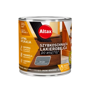 Lakierobejca do drewna ALTAX szybkoschnąca do wnętrz antracyt połysk 0,25l