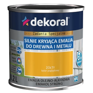 Farba ogólnego stosowania olejno-alkidowa DEKORAL SILNIE KRYJĄCA EMALIA DO DREWNA I METALU żółty 0,2l