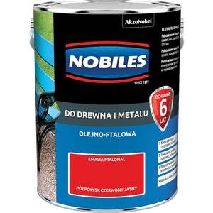 Farba do drewna i metalu olejno- ftalowa NOBILES FTALONAL Czerwony jasny półpołysk 5l