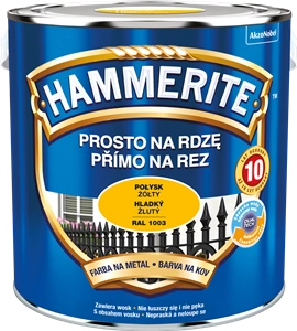 Farba do metalu HAMMERITE Prosto Na Rdzę Połysk Żółty 2,5l