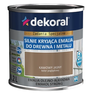 Farba ogólnego stosowania olejno-alkidowa DEKORAL SILNIE KRYJĄCA EMALIA DO DREWNA I METALU kawowy jasny 0,2l
